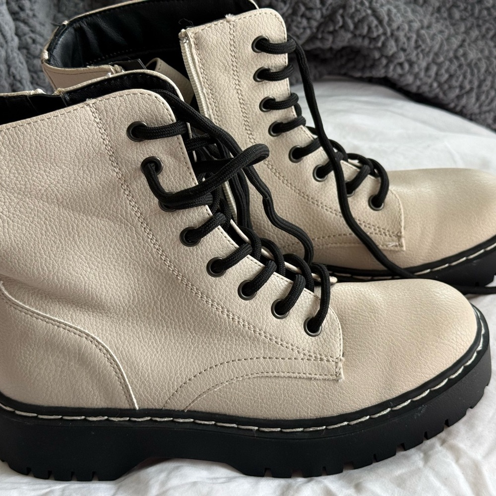 Sincerely Jules Cream Combat Boots